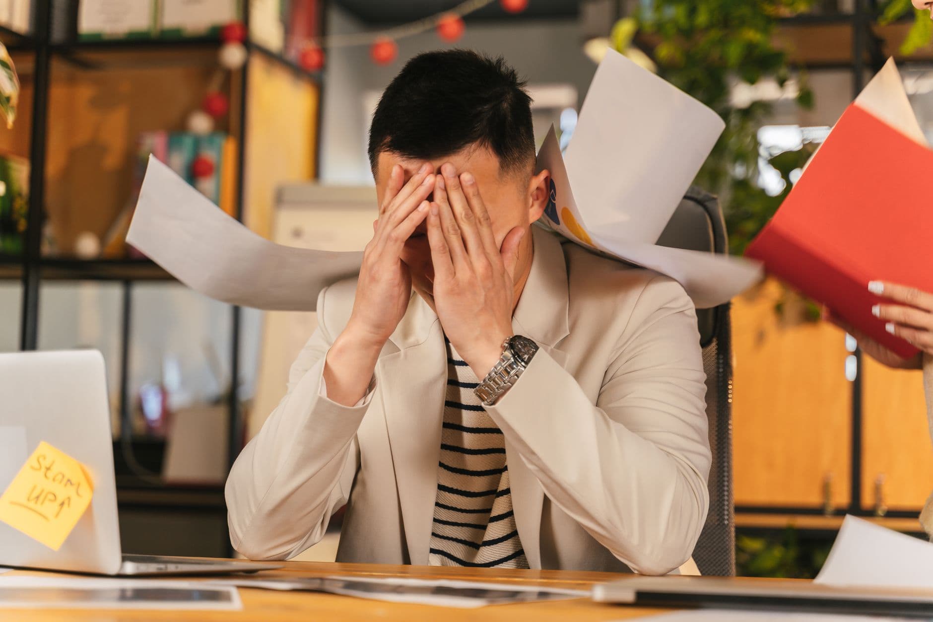 government office worker desk stress