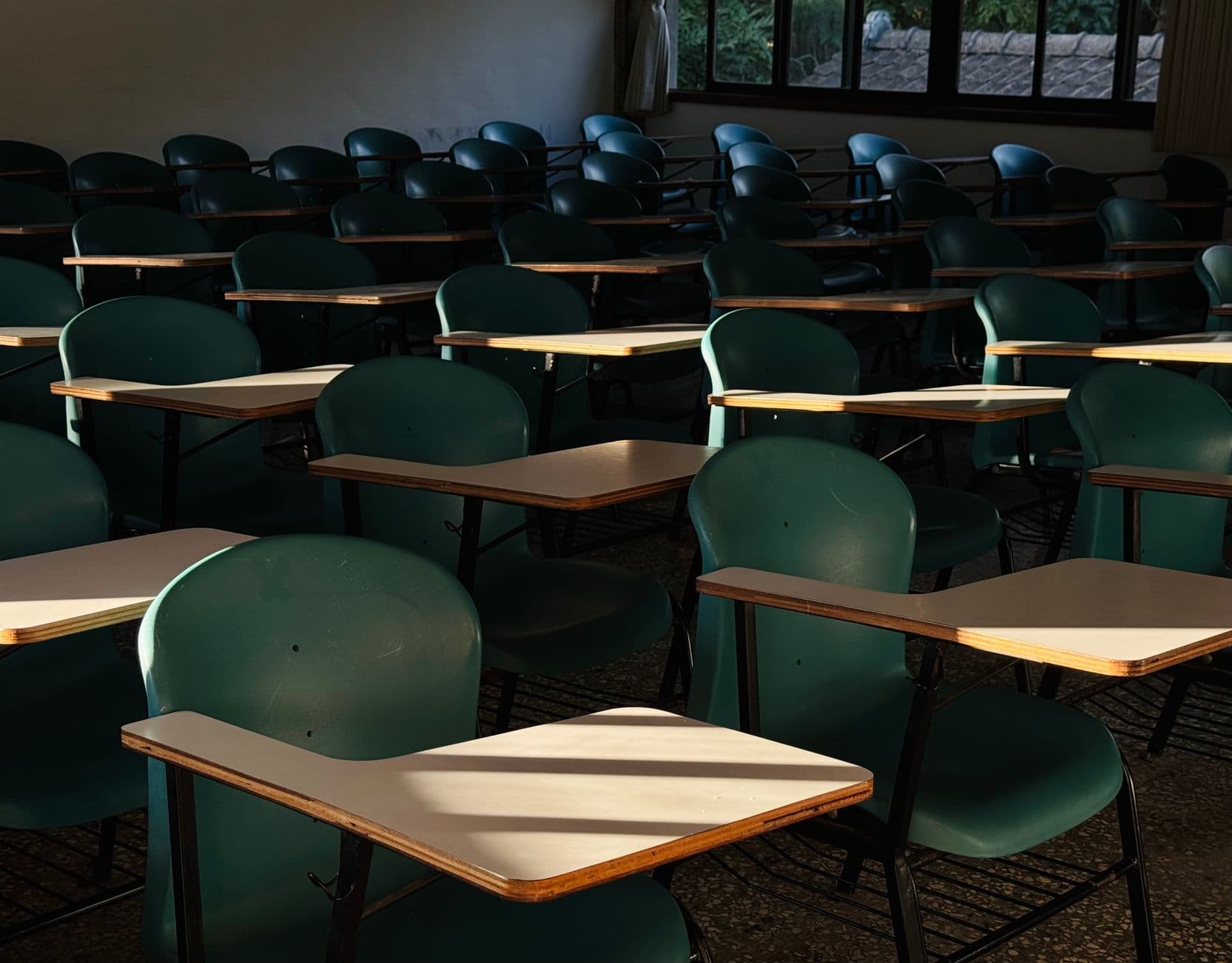 university lecturer empty classroom