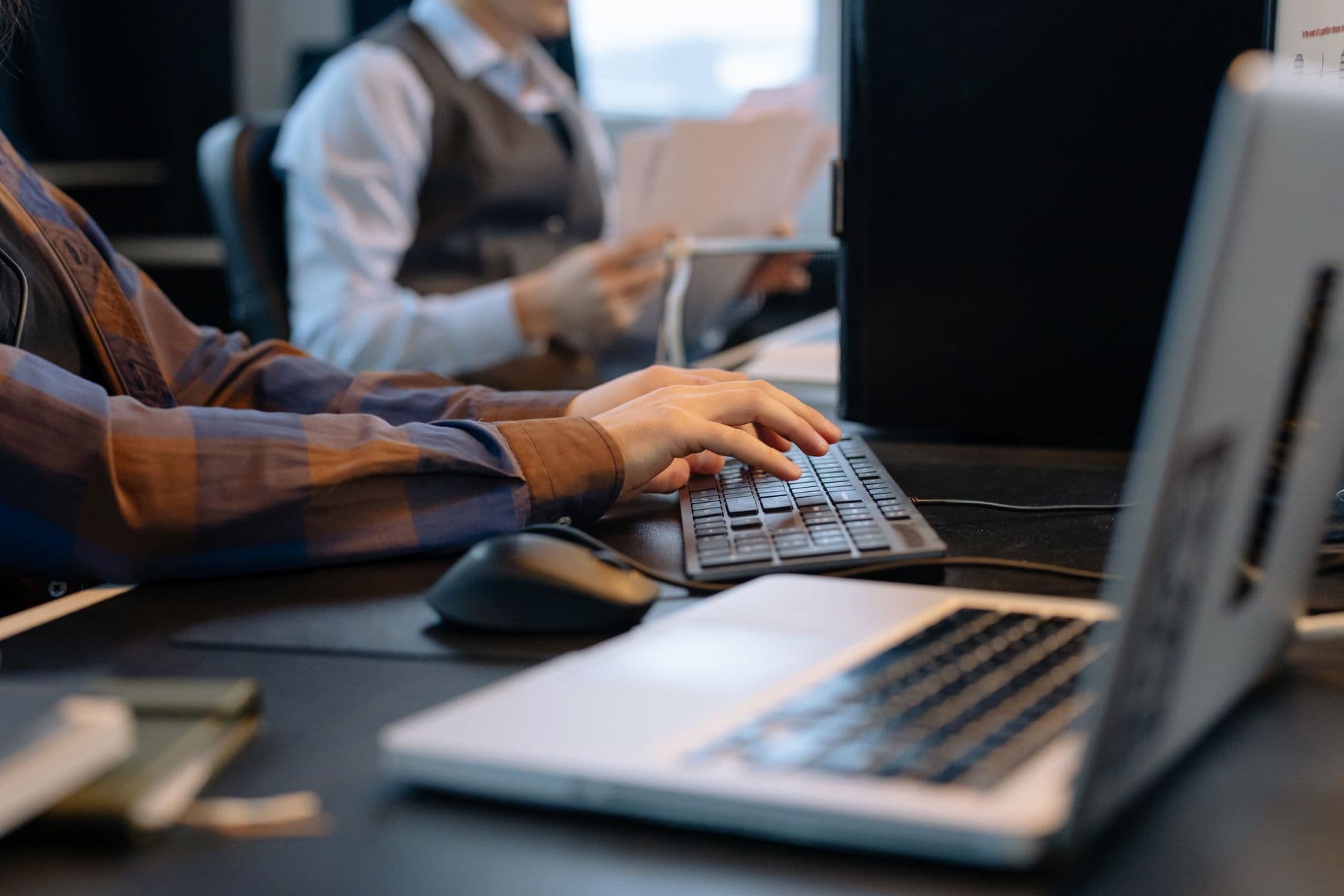 office worker desk laptop